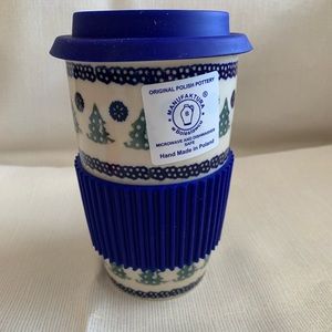 Polish Pottery Travel Mug Tumbler NEW